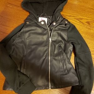Justice Faux Leather Hoodie Jacket 16/18